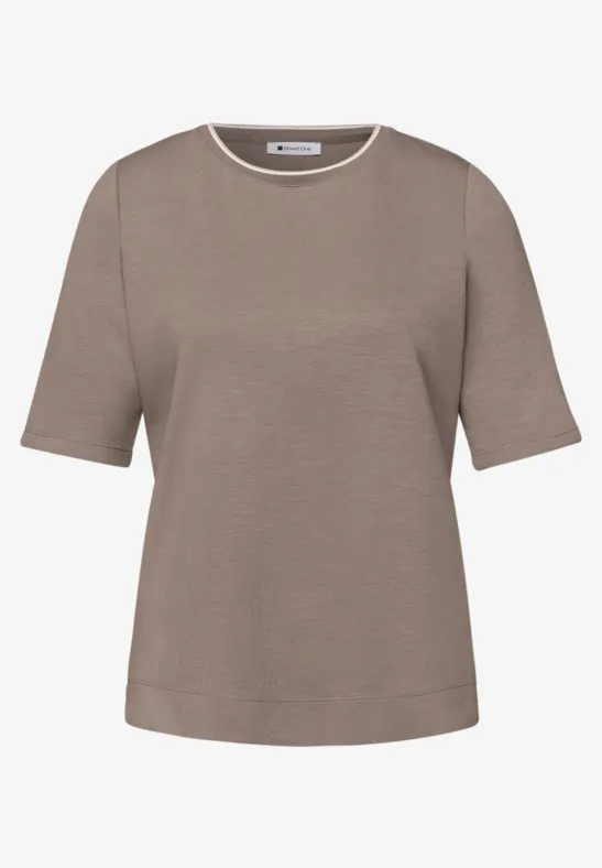T-Shirt mit Kontrastdetail light terra mocha