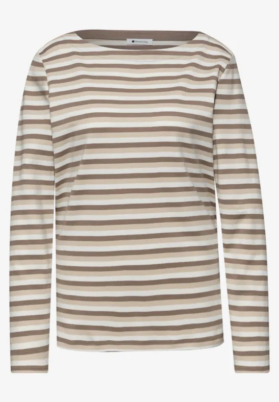 Gestreept shirt light terra mocha
