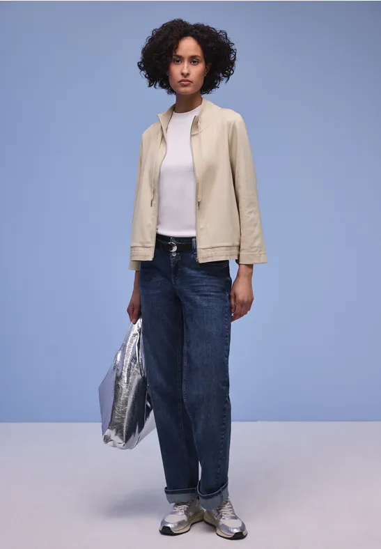 Zipper Jacke cotton beige