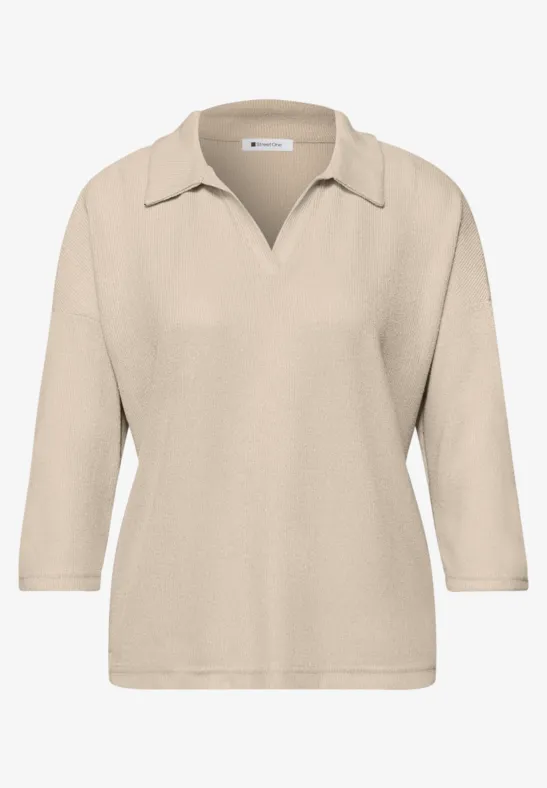 Shirt in Unifarbe cotton beige