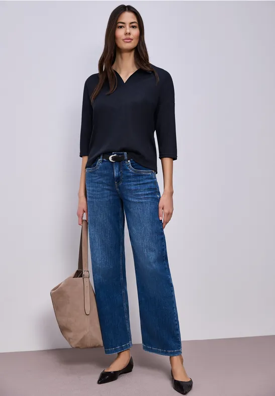 Shirt in Unifarbe shadowed navy