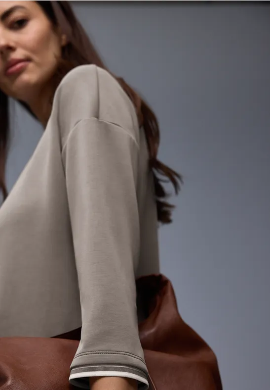 Silk-Look Shirt mit Details light terra mocha