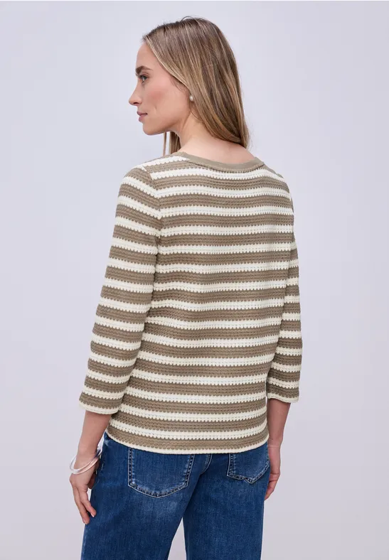 Gestreept shirt light terra mocha