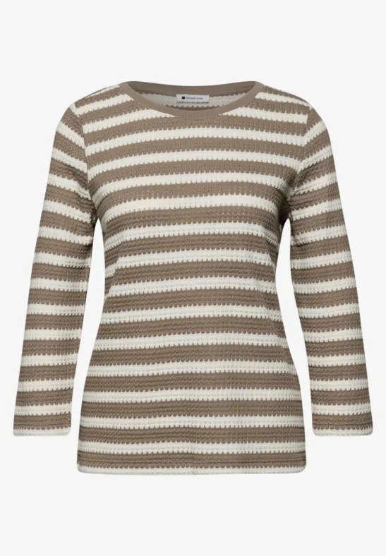 Gestreept shirt light terra mocha