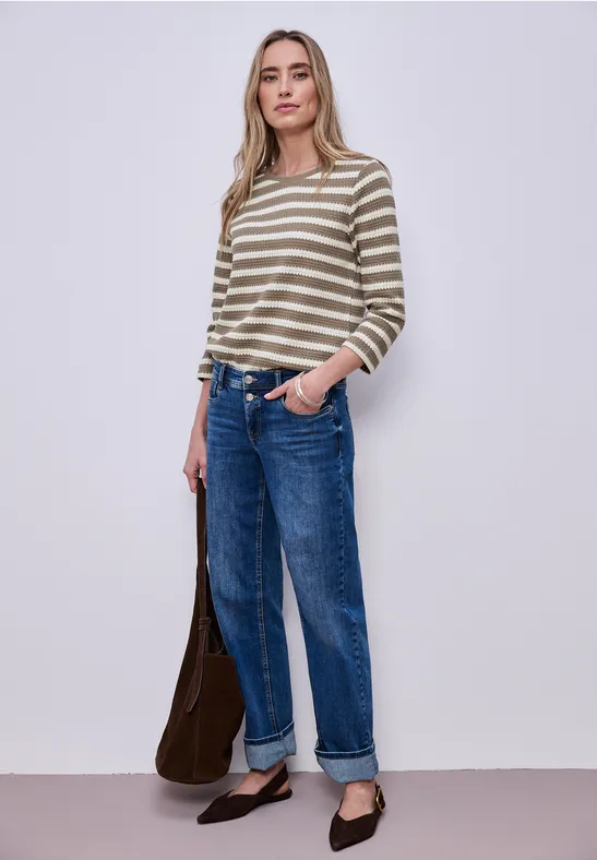 Gestreept shirt light terra mocha