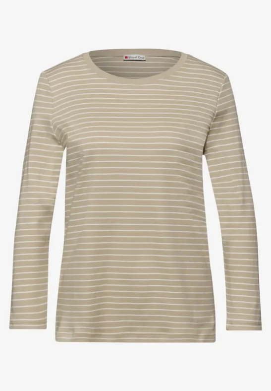 T-shirt à rayures cotton beige
