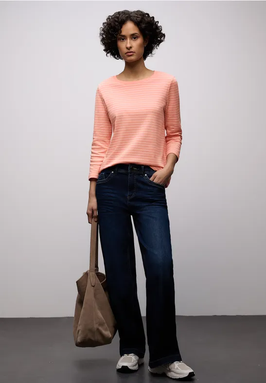 Gestreept shirt light apricot
