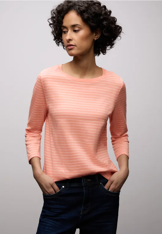 Gestreept shirt light apricot