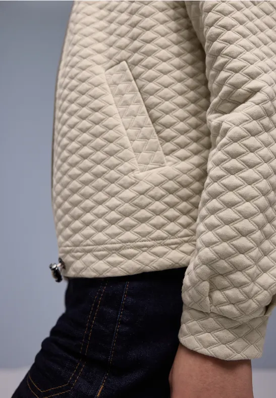 Zipper Jacke mit Struktur cotton beige