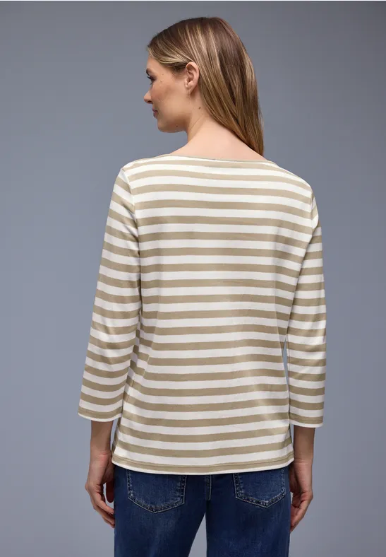 Gestreept shirt cotton beige