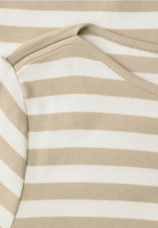 Gestreept shirt cotton beige