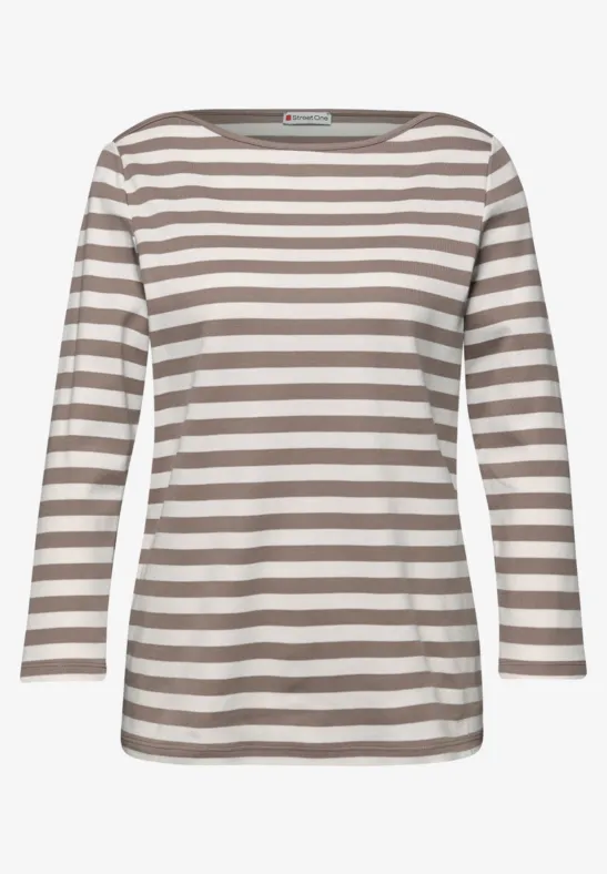 Gestreept shirt light terra mocha