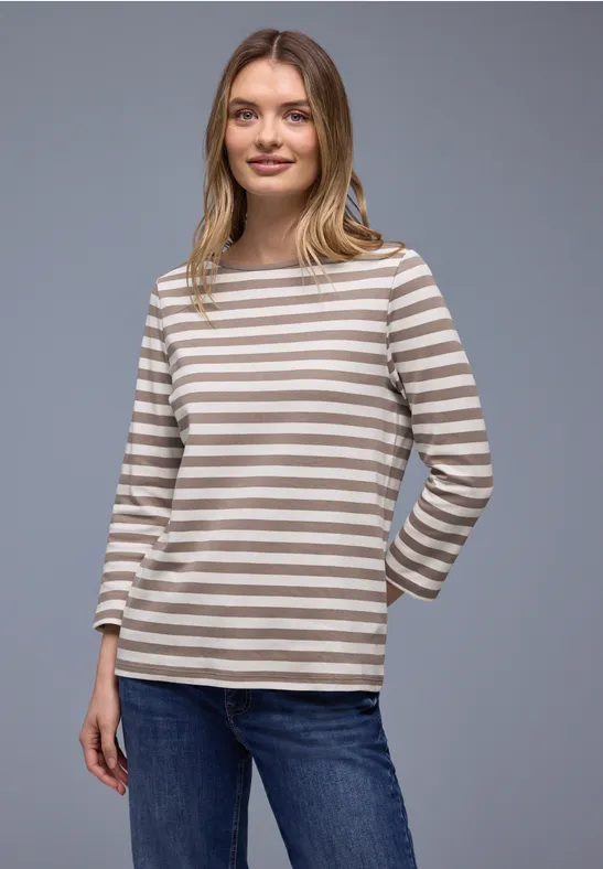 Gestreept shirt light terra mocha