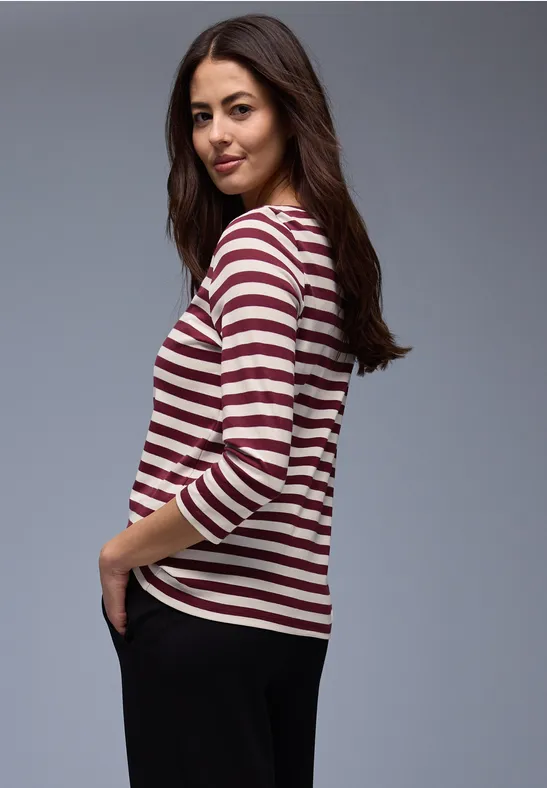 Gestreiftes Shirt truffle red