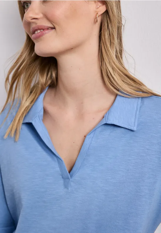 Jersey poloshirt met korte mouwen drift blue