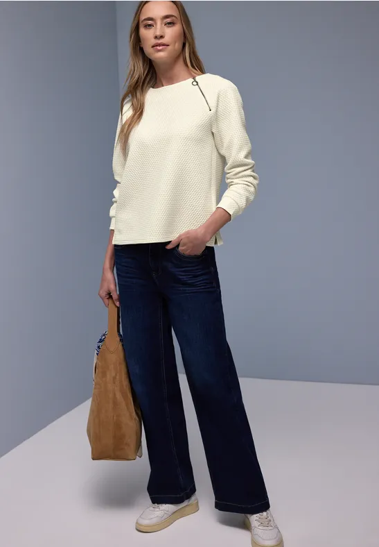 T-shirt avec fermeture éclair soft beige