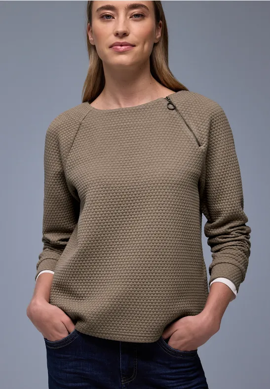 Shirt mit Zipper light terra mocha