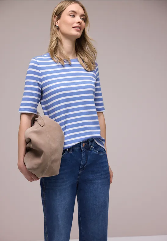 T-shirt à rayures bonnet blue