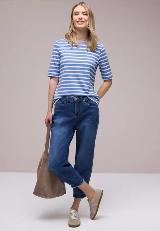 T-shirt à rayures bonnet blue