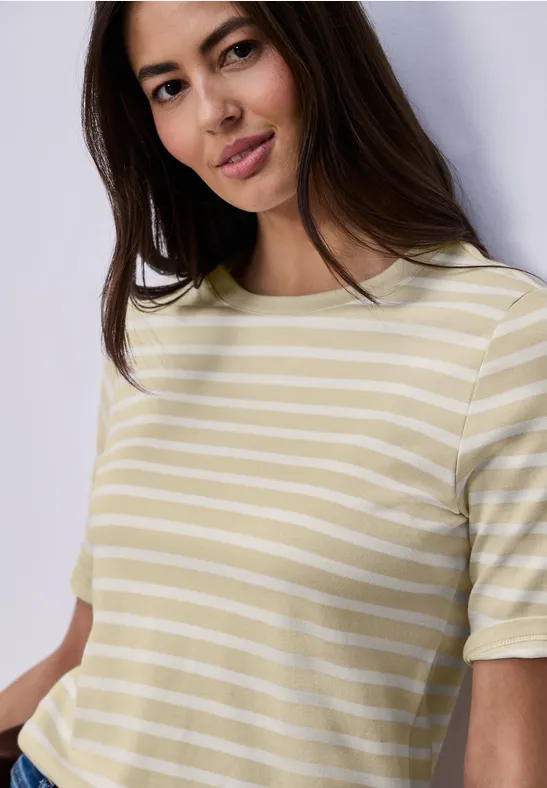 T-shirt à rayures smoke beige