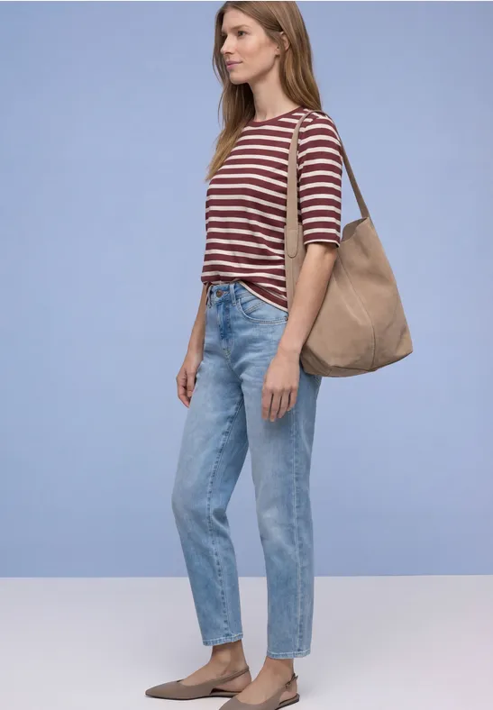T-shirt à rayures truffle red