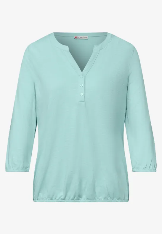3/4-Arm Shirt mit Split Neck und Knöpfen misty mint