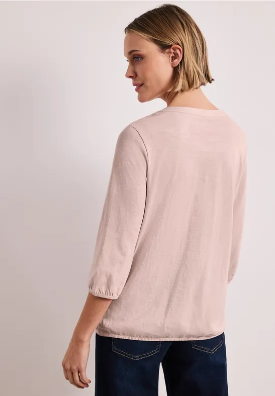 3/4-Arm Shirt mit Split Neck und Knöpfen minimal rose