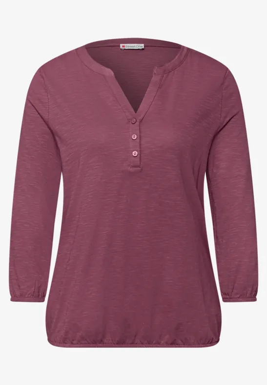 3/4-Arm Shirt mit Split Neck und Knöpfen dark clouded blush