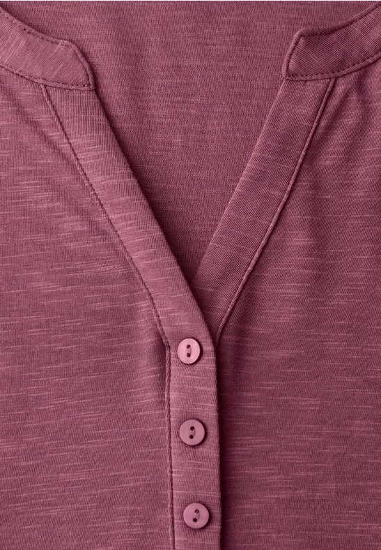 3/4-Arm Shirt mit Split Neck und Knöpfen dark clouded blush