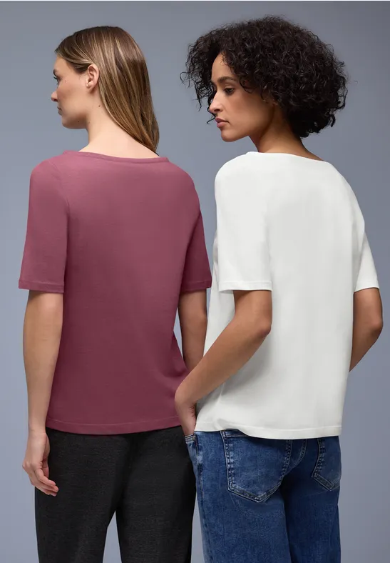 Basic Shirt im 2er-Pack off white/dark clouded blush