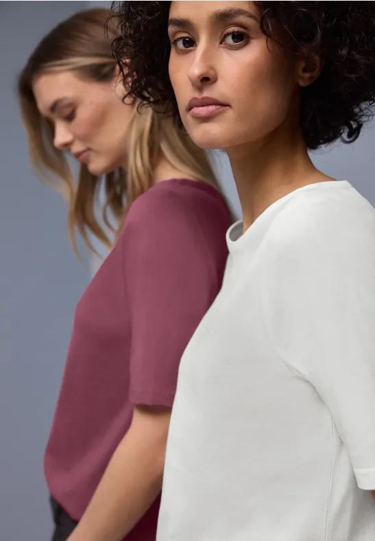 Basic Shirt im 2er-Pack off white/dark clouded blush