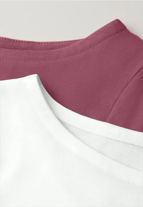 Basic Shirt im 2er-Pack off white/dark clouded blush