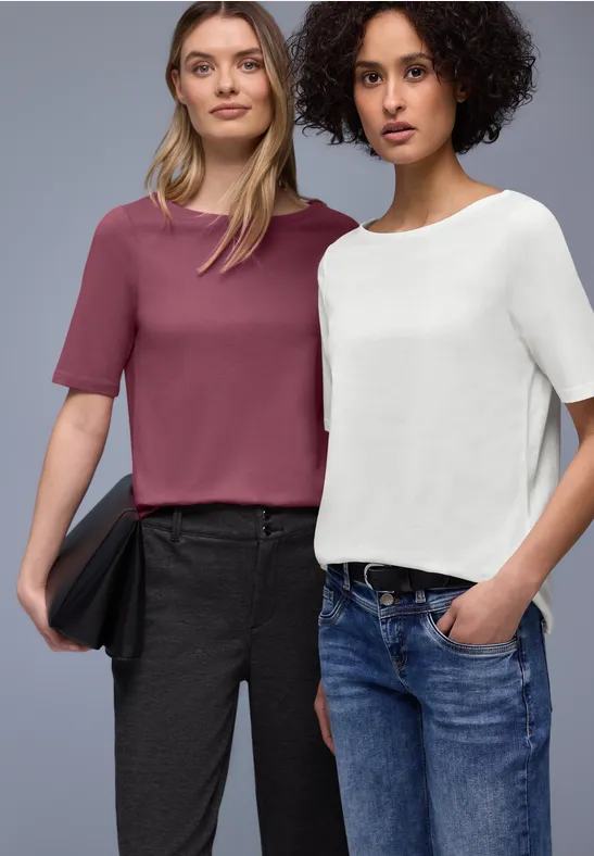 Basic Shirt im 2er-Pack off white/dark clouded blush
