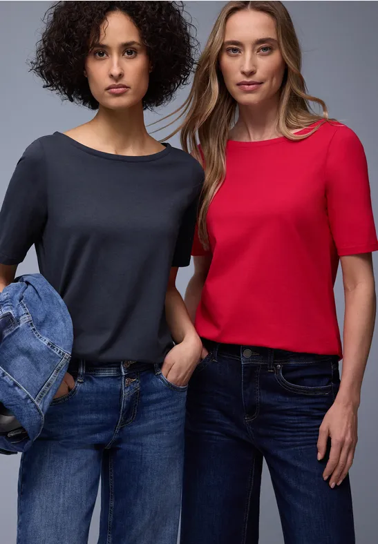 Basic Shirt in een 2-pack shadowed navy/salsa red