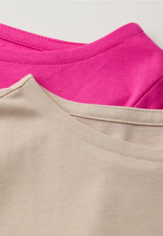 Basic Shirt im 2er-Pack cotton beige/magenta dream