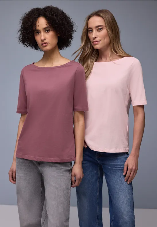 Basic Shirt im 2er-Pack minimal rose/dark clouded b.
