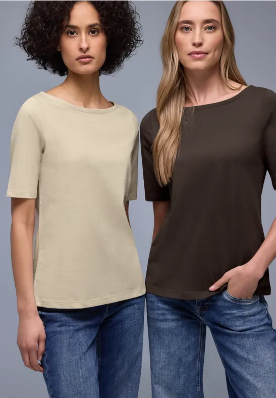 Basic Shirt in een 2-pack cotton beige/espresso brown