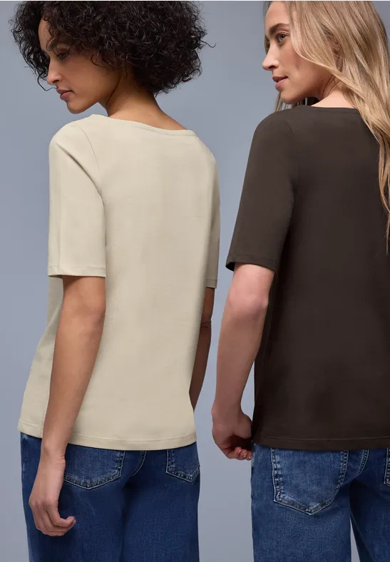 Basic Shirt in een 2-pack cotton beige/espresso brown