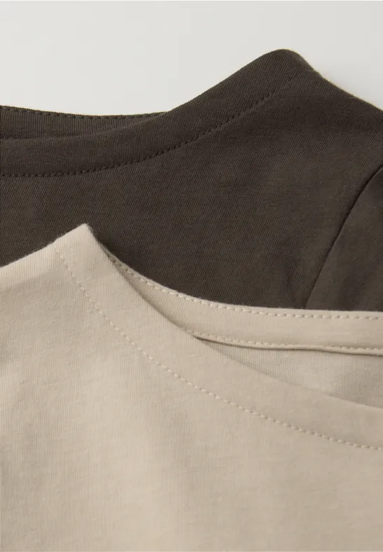 Basic Shirt in een 2-pack cotton beige/espresso brown