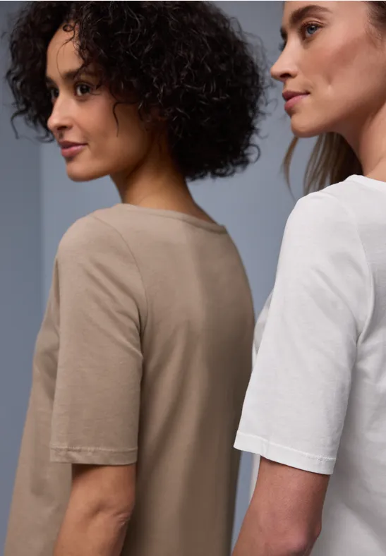 Basic Shirt in een 2-pack off white/light terra mocha