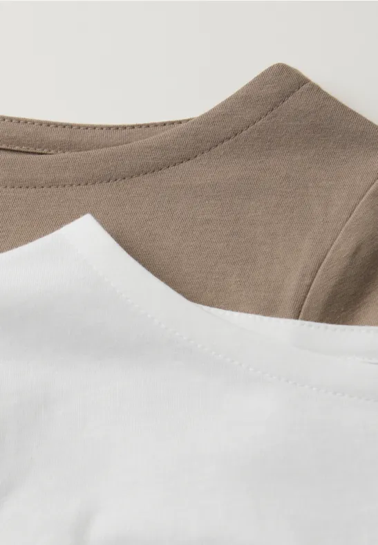 Basic Shirt in een 2-pack off white/light terra mocha