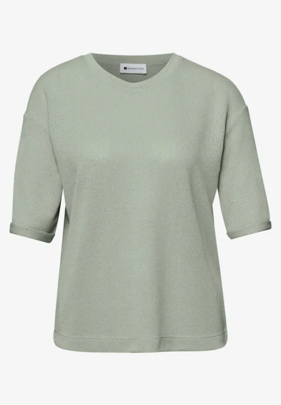 T-Shirt mit Rundhals im Strick-Look mint leaf
