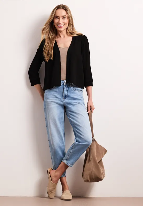 Jas met lange mouwen in gebreide look Black