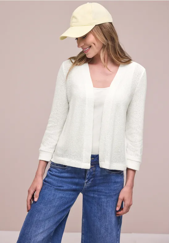 Langarm Jacke im Strick-Look off white