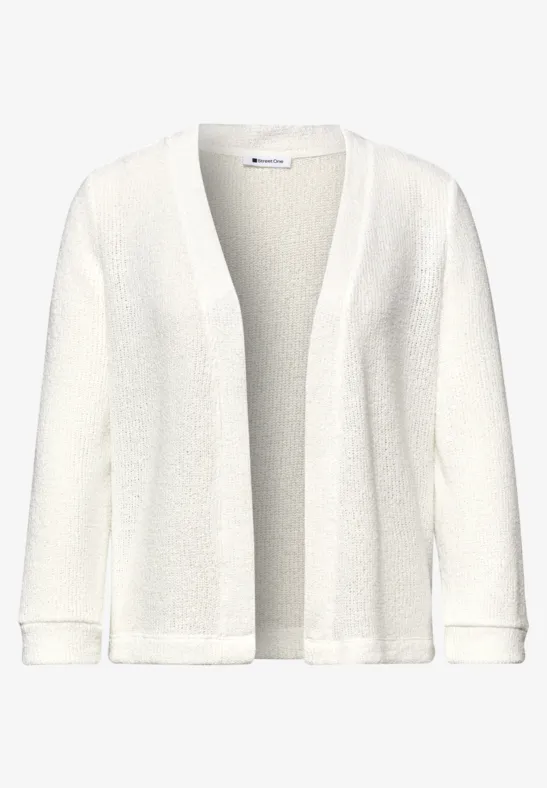 Langarm Jacke im Strick-Look off white