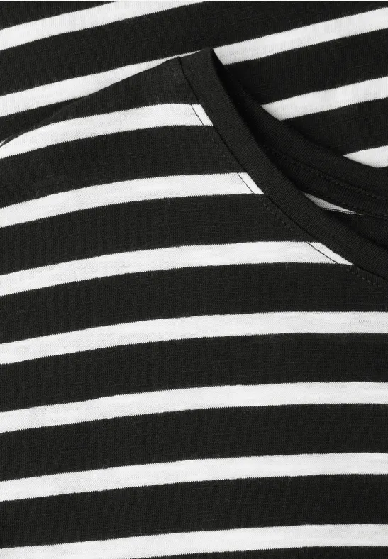 Dropped Shoulder T-Shirt mit Streifen Black