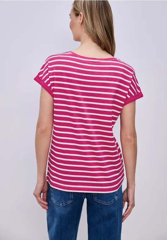 T-shirt à rayures Dropped Shoulder magenta dream