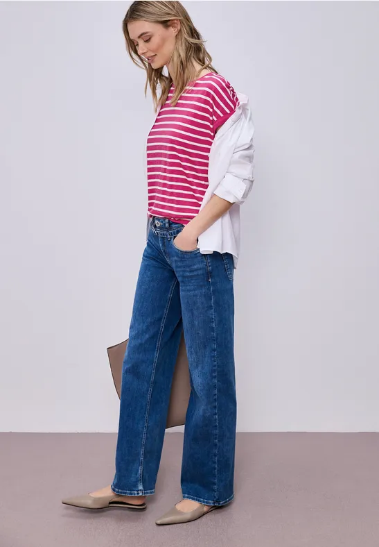 T-shirt à rayures Dropped Shoulder magenta dream