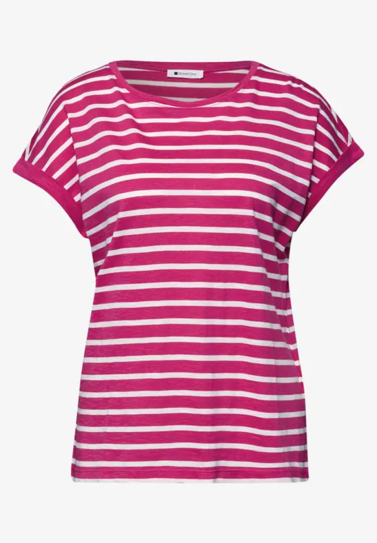 T-shirt à rayures Dropped Shoulder magenta dream