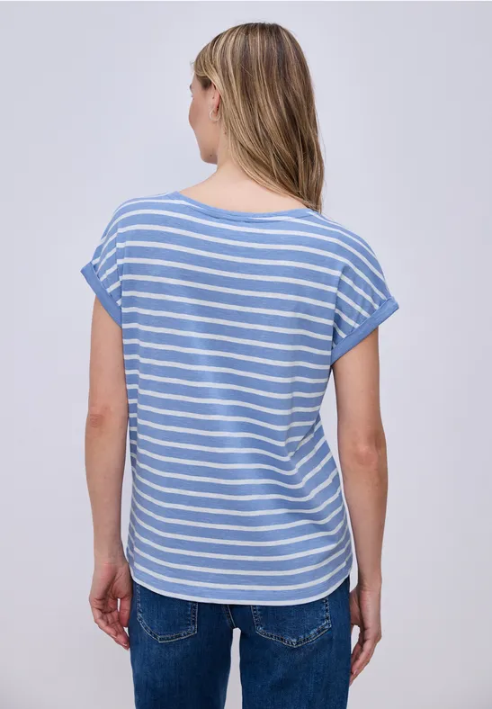 T-shirt à rayures Dropped Shoulder bonnet blue